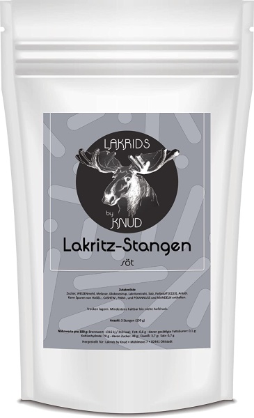 Lakrids Knud | Lakritzstangen aus Finnland (150 g süß)